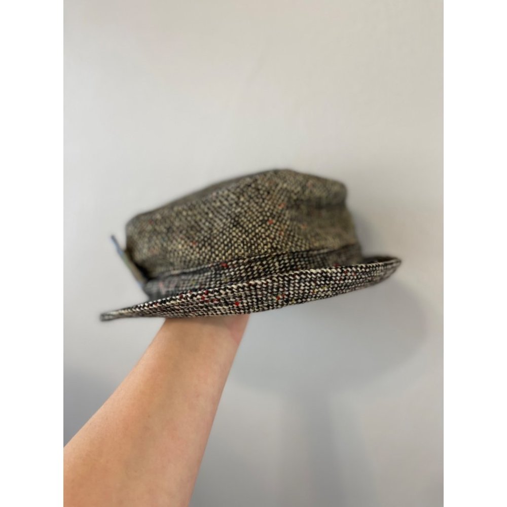 Men's Vintage L.L. Bean David Hanna & Sons Hat Pure Wool Houndstooth Brown 22